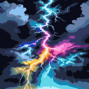 Easy Paint by Numbers Kit for Adults Beginner, Lightning Adult Paint by Number Kits on Canvas, DIY Painting Acrylic Oil for Home Wall Decor 16 x 20 in